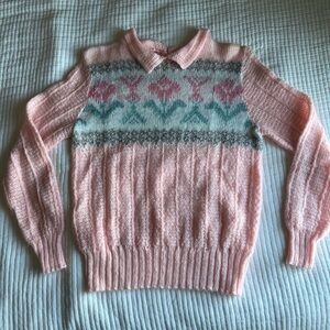 Vintage pink floral sweater